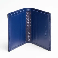 Dark Blue Small Wallet In Silk And Leather