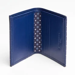 Dark Blue Small Wallet In Silk And Leather