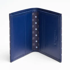 Dark Blue Small Wallet In Silk And Leather