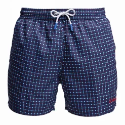Dark Blue Swim Short - Small Flower Pattern