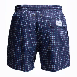 Dark Blue Swim Short - Small Flower Pattern