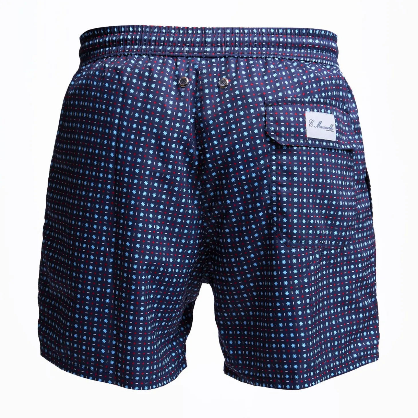 Dark Blue Swim Short - Small Flower Pattern