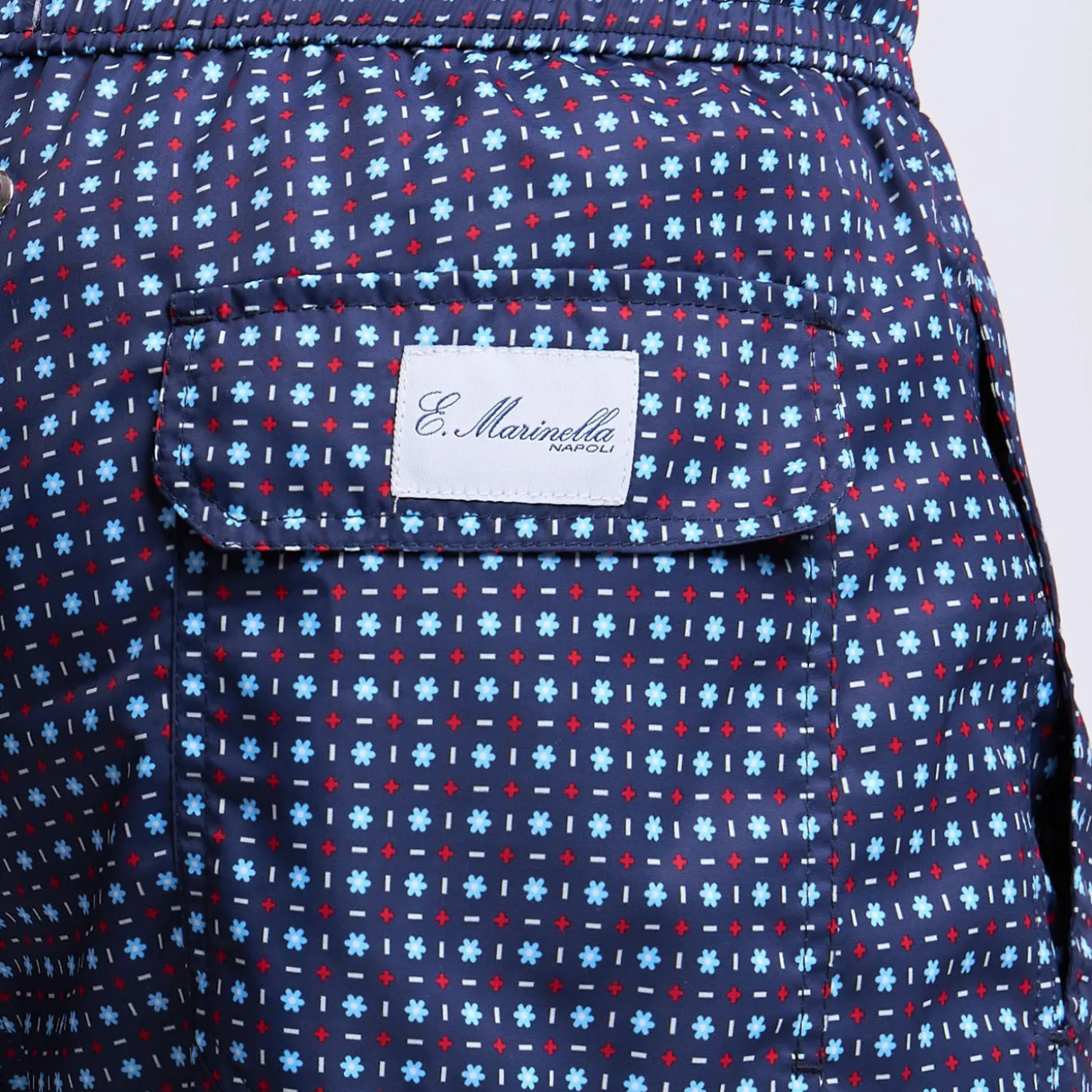 Dark Blue Swim Short - Small Flower Pattern