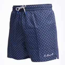 Dark Blue Swim Short - Small Flower Pattern