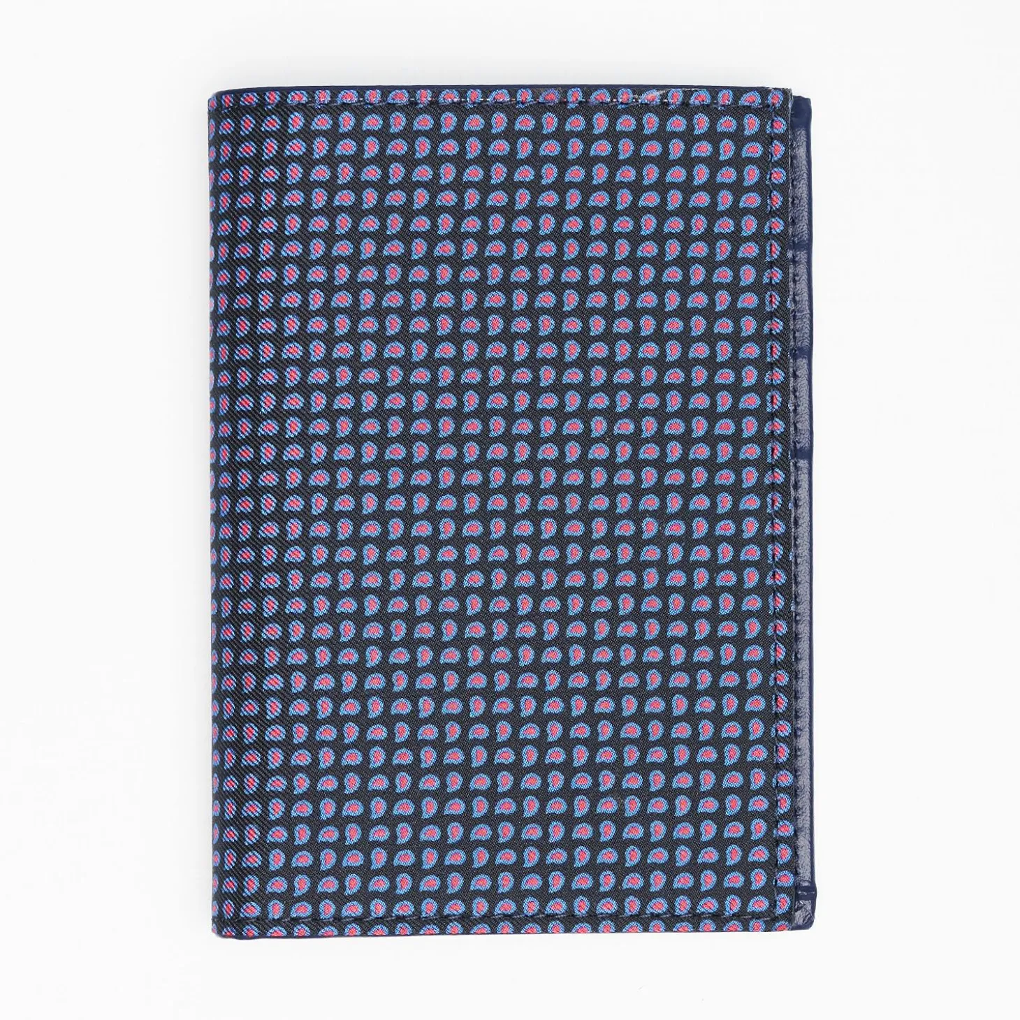 Dark Blue Vertical Wallet In Silk And Leather