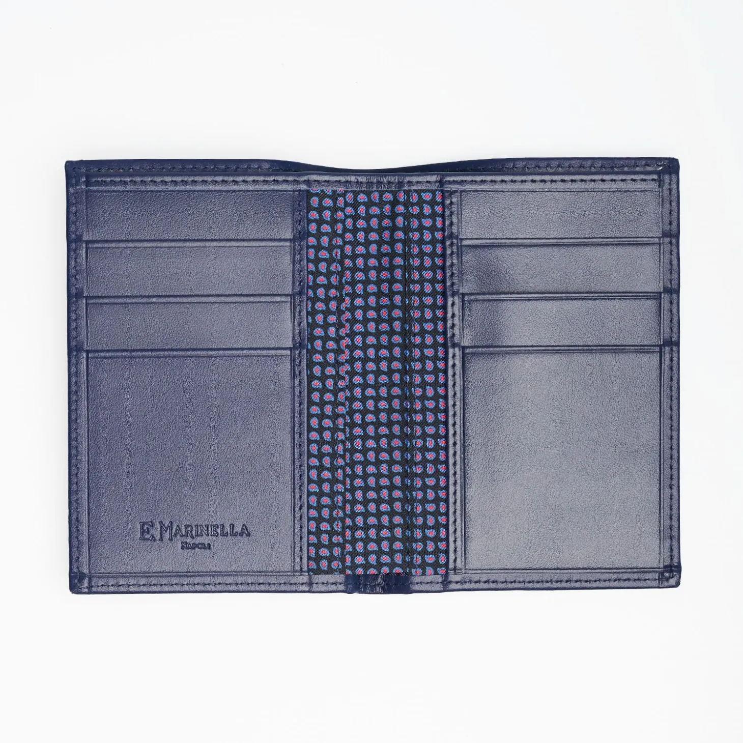 Dark Blue Vertical Wallet In Silk And Leather