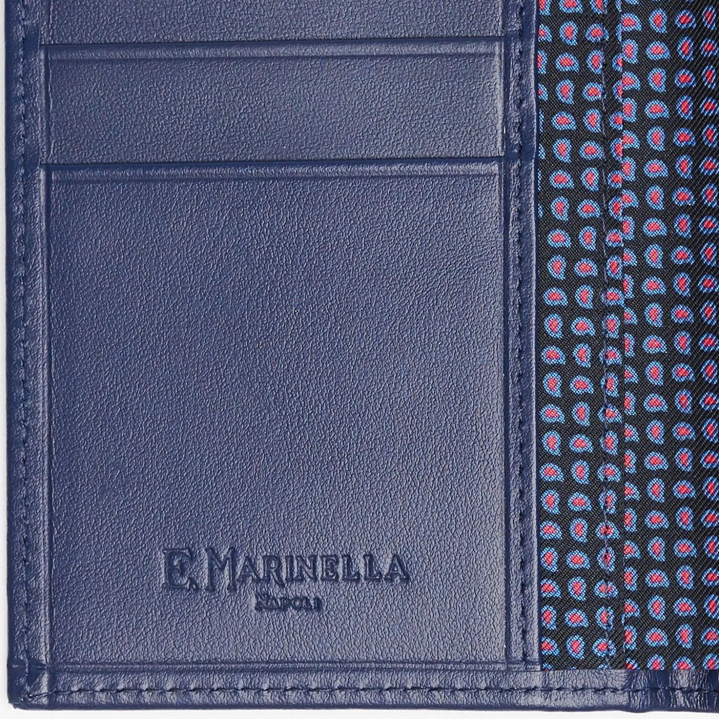 Dark Blue Vertical Wallet In Silk And Leather