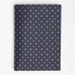 Dark Blue Vertical Wallet In Silk And Leather