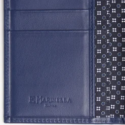 Dark Blue Vertical Wallet In Silk And Leather