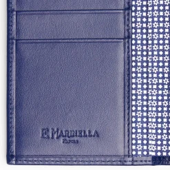 Dark Blue Vertical Wallet In Silk And Leather