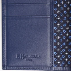Dark Blue Vertical Wallet In Silk And Leather