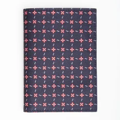 Dark Blue Vertical Wallet In Silk And Leather