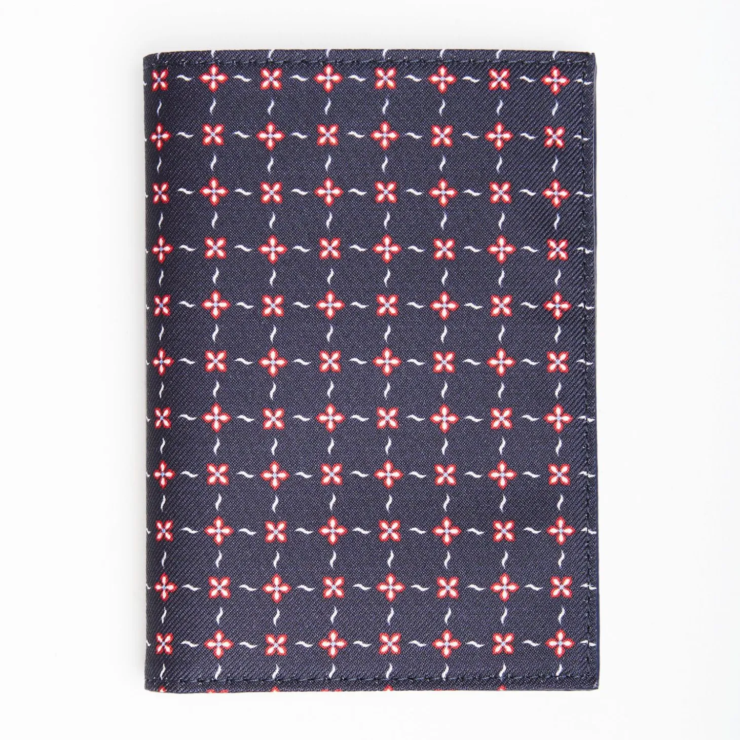 Dark Blue Vertical Wallet In Silk And Leather