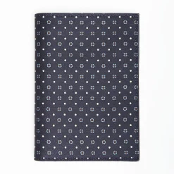 Dark Blue Vertical Wallet In Silk And Leather