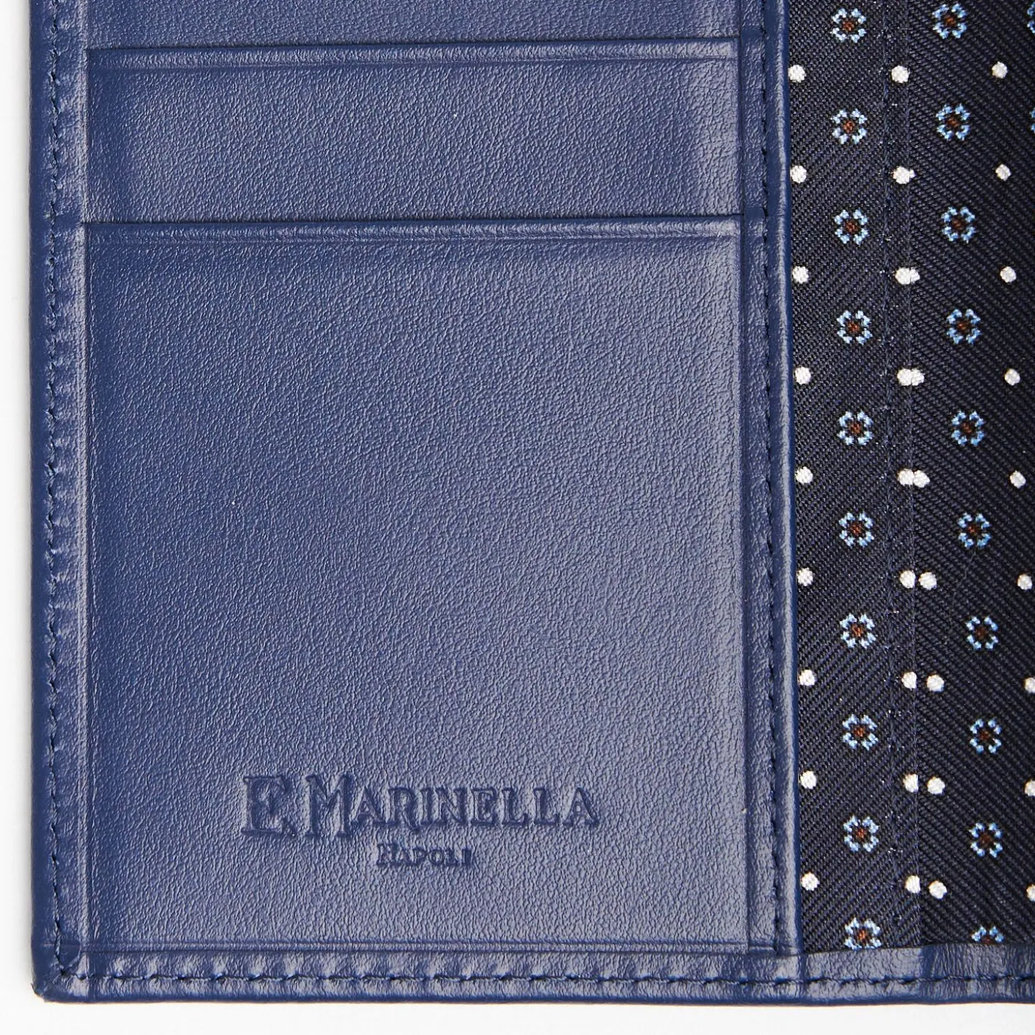 Dark Blue Vertical Wallet In Silk And Leather
