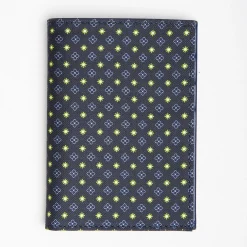 Dark Blue Vertical Wallet In Silk And Leather