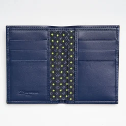 Dark Blue Vertical Wallet In Silk And Leather