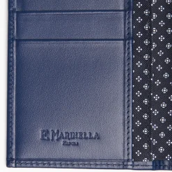 Dark Blue Vertical Wallet In Silk And Leather