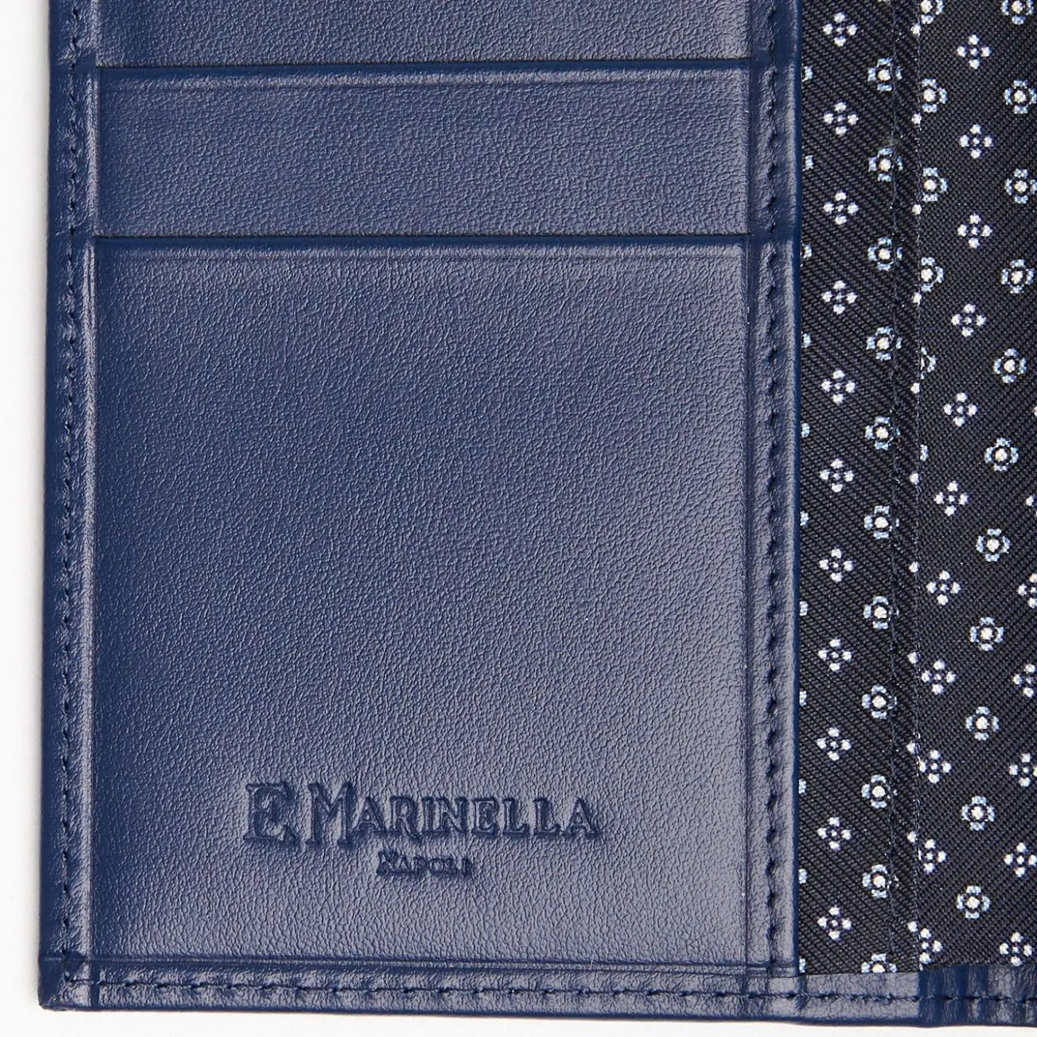 Dark Blue Vertical Wallet In Silk And Leather