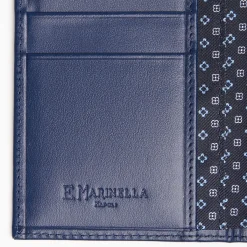 Dark Blue Vertical Wallet In Silk And Leather