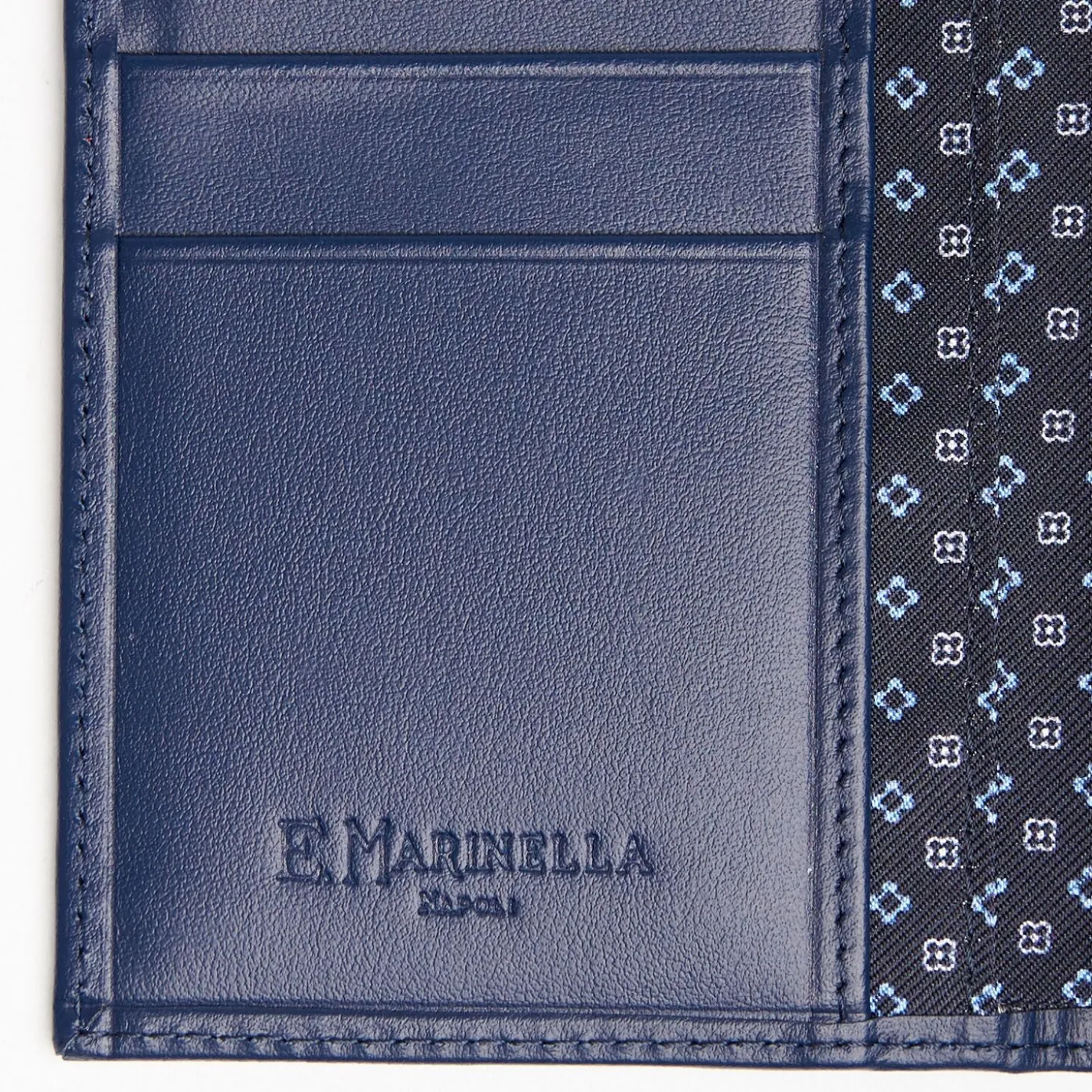 Dark Blue Vertical Wallet In Silk And Leather