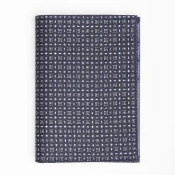 Dark Blue Vertical Wallet In Silk And Leather