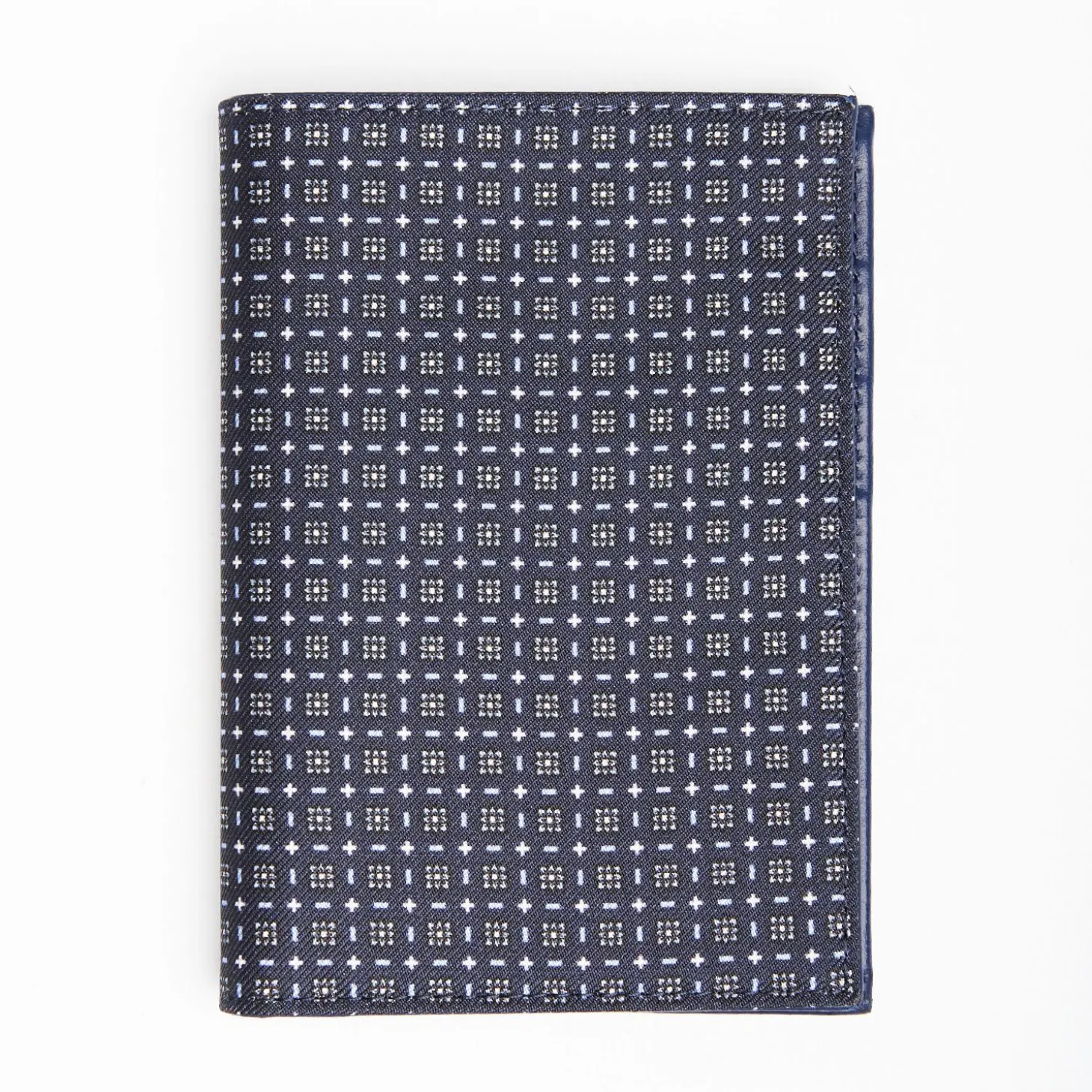 Dark Blue Vertical Wallet In Silk And Leather