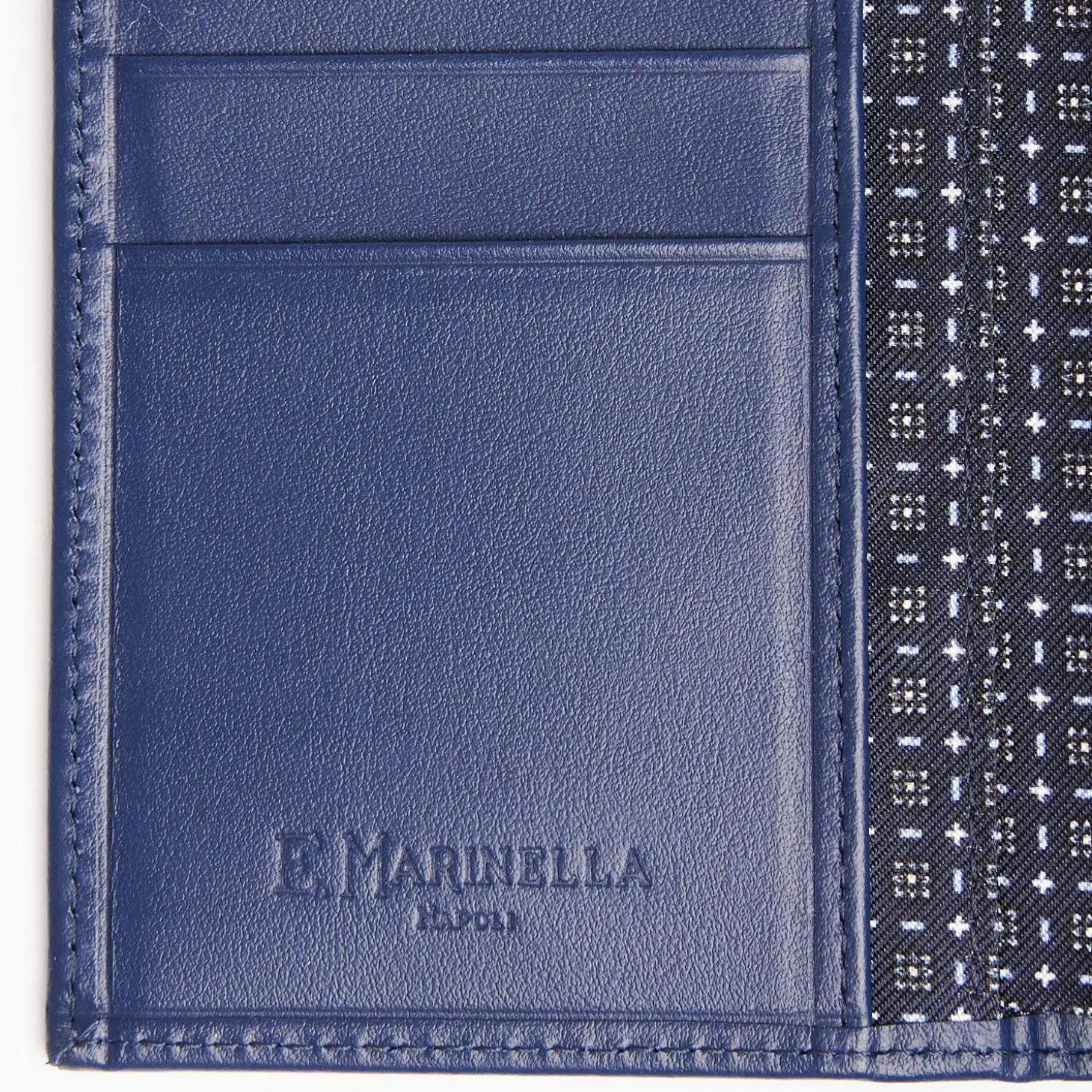 Dark Blue Vertical Wallet In Silk And Leather