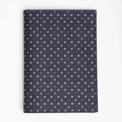Dark Blue Vertical Wallet In Silk And Leather