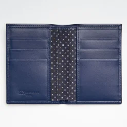 Dark Blue Vertical Wallet In Silk And Leather
