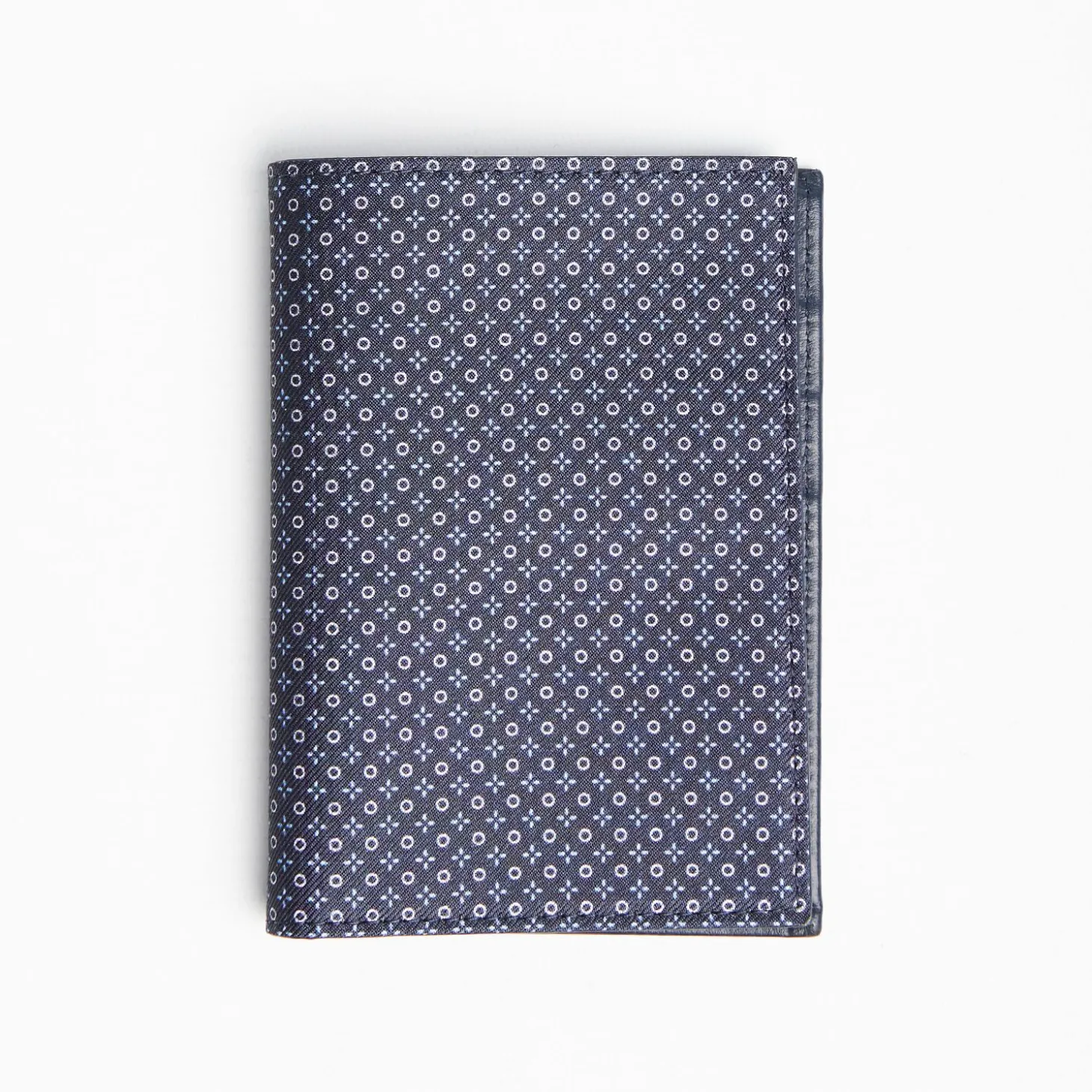 Dark Blue Vertical Wallet In Silk And Leather