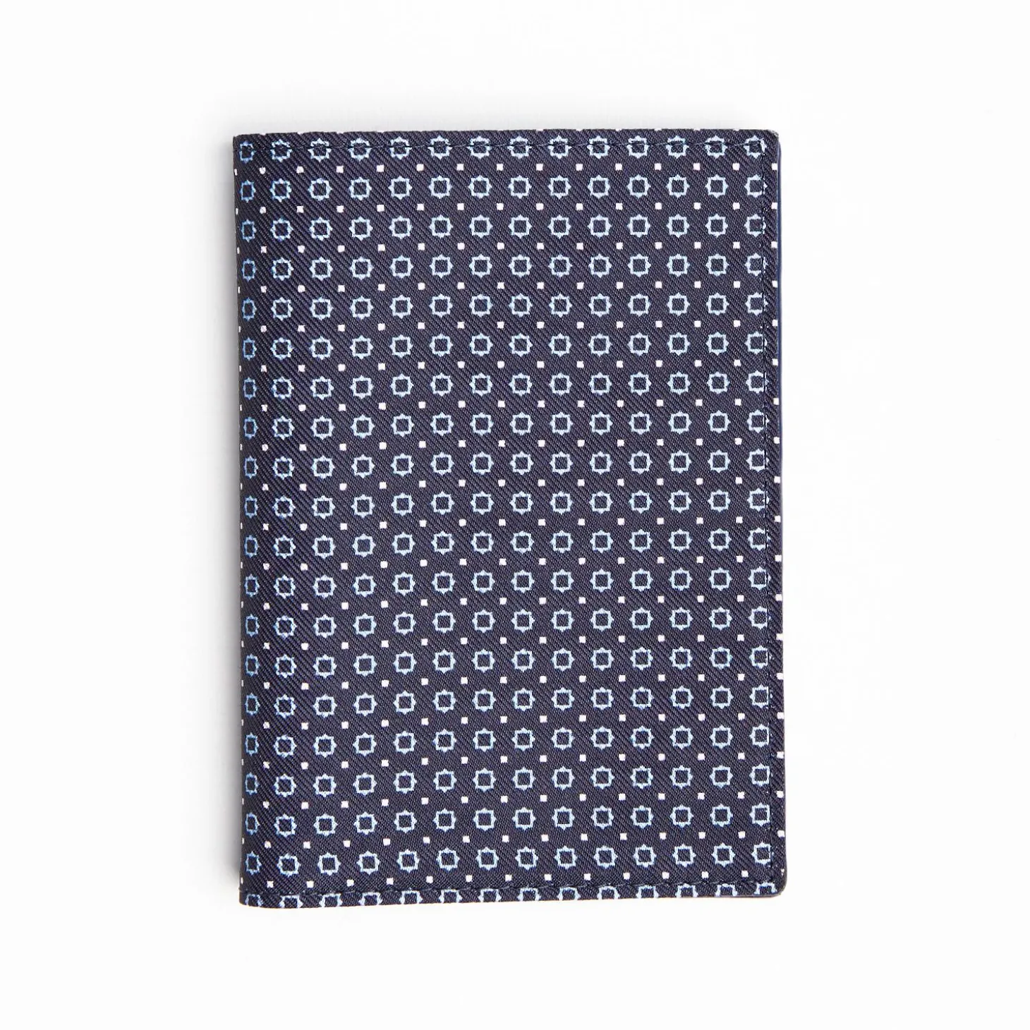Dark Blue Vertical Wallet In Silk And Leather