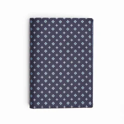 Dark Blue Vertical Wallet In Silk And Leather