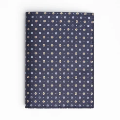 Dark Blue Vertical Wallet In Silk And Leather