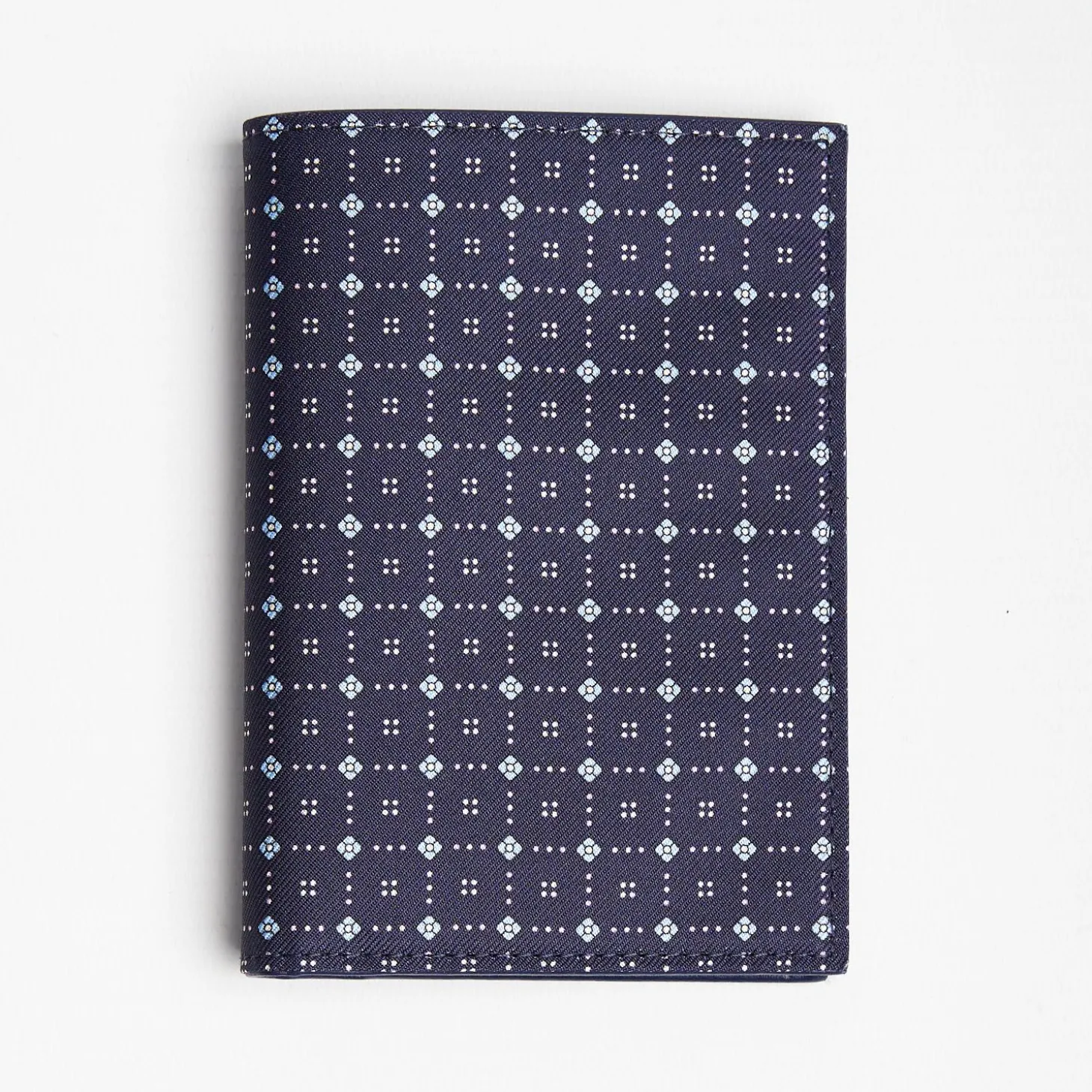 Dark Blue Vertical Wallet In Silk And Leather