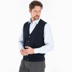 Dark Blue Wool And Cashmere Gilet