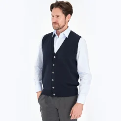 Dark Blue Wool And Cashmere Gilet