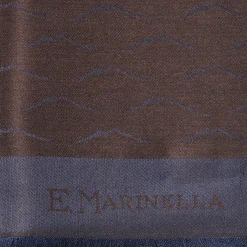 Dark Brown And Blue Wool And Silk Vesuvius Scarf