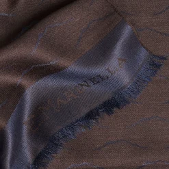 Dark Brown And Blue Wool And Silk Vesuvius Scarf