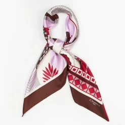 Dark Brown And Burgundy Silk Scarf 90 - Pulcinella In Naples