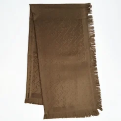 Dark Brown Em Logo Wool And Silk Stole