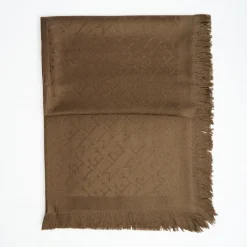 Dark Brown Em Logo Wool And Silk Stole