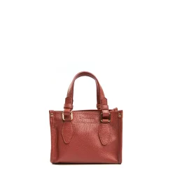 Dark Brown Mini Shopping Bag In Hammered Leather