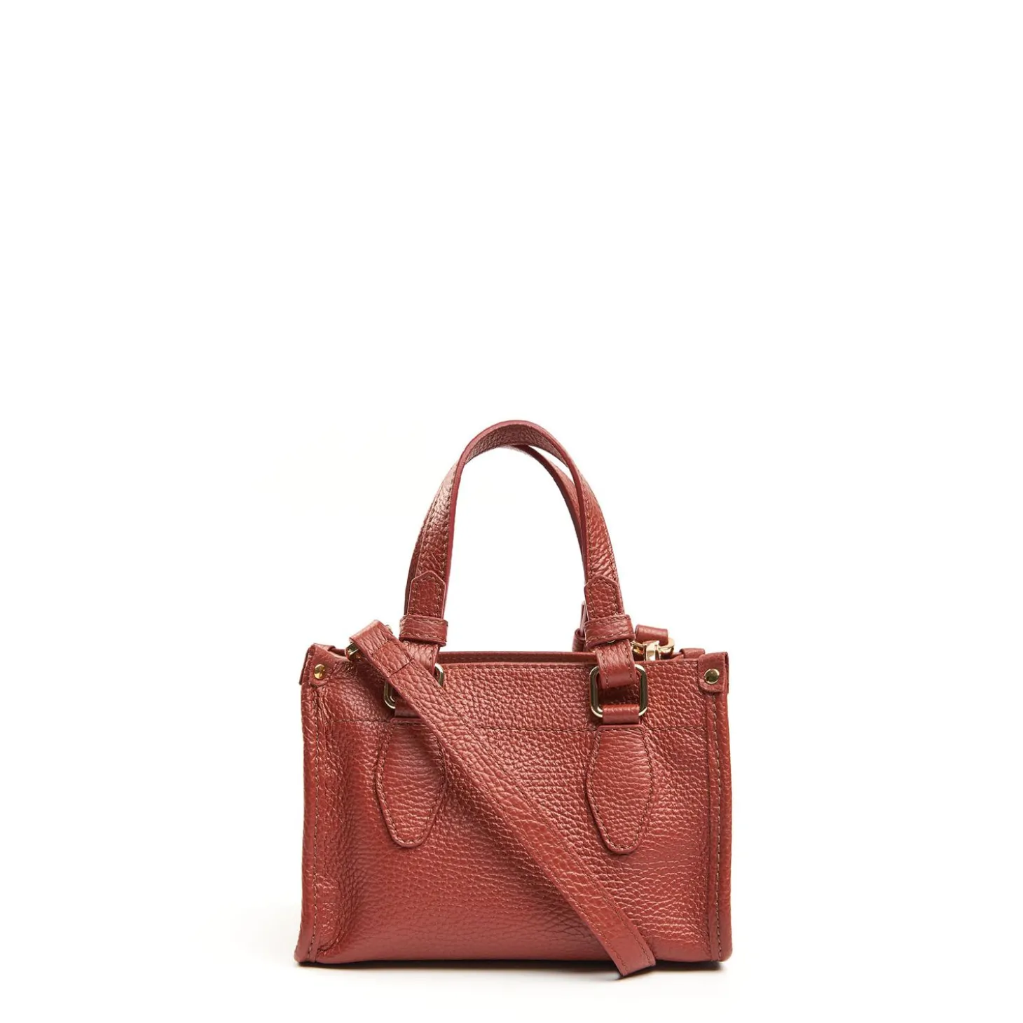 Dark Brown Mini Shopping Bag In Hammered Leather