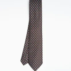 Dark Brown Sartorial Classic Silk Tie - Small Flower Pattern