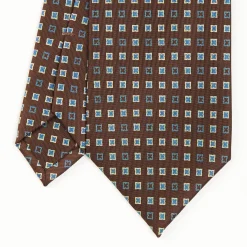 Dark Brown Sartorial Classic Silk Tie - Small Flower Pattern