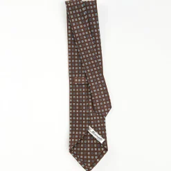 Dark Brown Sartorial Classic Silk Tie - Small Flower Pattern
