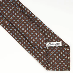 Dark Brown Sartorial Classic Silk Tie - Small Flower Pattern