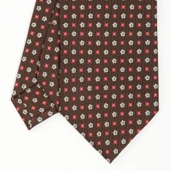 Dark Brown Sartorial Classic Tie - Small Flower Pattern
