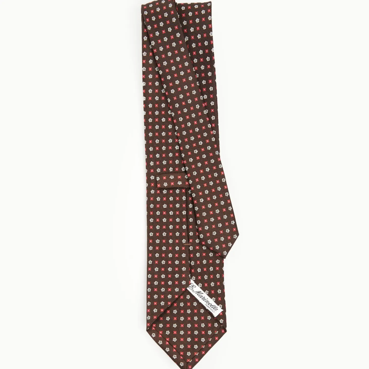 Dark Brown Sartorial Classic Tie - Small Flower Pattern